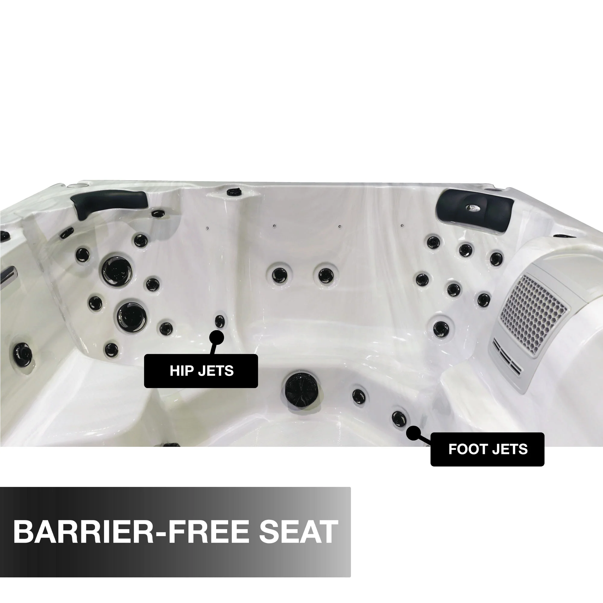 Huron barrier-free seat with foot jets